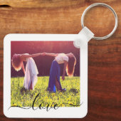 2 Foto met dubbelzijdige Sjabloon liefdestekst hoo Sleutelhanger (Achterkant)