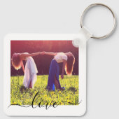 2 Foto met dubbelzijdige Sjabloon liefdestekst hoo Sleutelhanger (Achterkant)