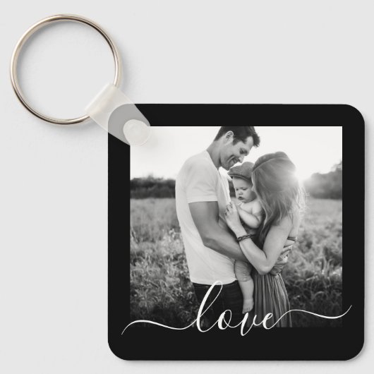 2 Foto met dubbelzijdige Sjabloon liefdestekst hoo Sleutelhanger (Voorkant)