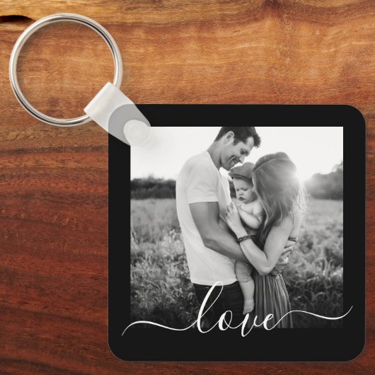2 Foto met dubbelzijdige Sjabloon liefdestekst hoo Sleutelhanger (Voorkant)