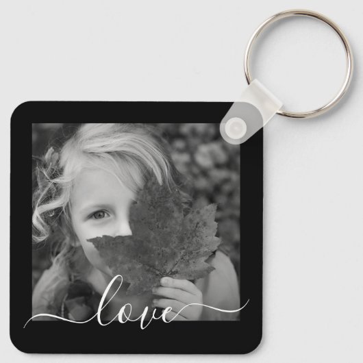 2 Foto met dubbelzijdige Sjabloon liefdestekst hoo Sleutelhanger (Achterkant)