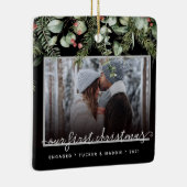 2 Foto met Eerste Kerstmis Gegaasde Winter Greener Keramisch Ornament (Rechts)