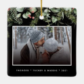 2 Foto met Eerste Kerstmis Gegaasde Winter Greener Keramisch Ornament (Achterkant)