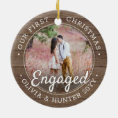 2 Foto met kerstcadeautjes Rustic Faux Wood Keramisch Ornament (Achterkant)