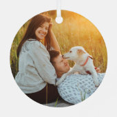 2 Foto met kerstcadeautjes Rustic Faux Wood Metalen Ornament (Achterkant)