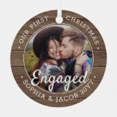 2 Foto met kerstcadeautjes Rustic Faux Wood Metalen Ornament (Voorkant)