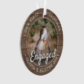 2 Foto met kerstcadeautjes Rustic Faux Wood Ornament (voorkant)