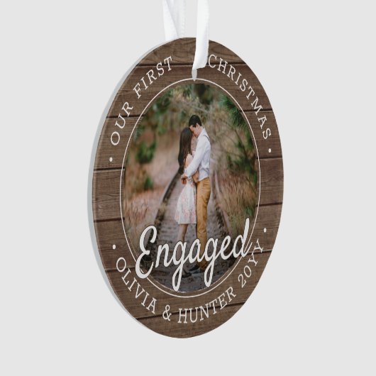 2 Foto met kerstcadeautjes Rustic Faux Wood Ornament (voorkant)