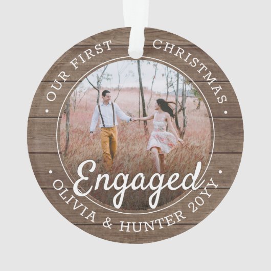 2 Foto met kerstcadeautjes Rustic Faux Wood Ornament (achterkant)