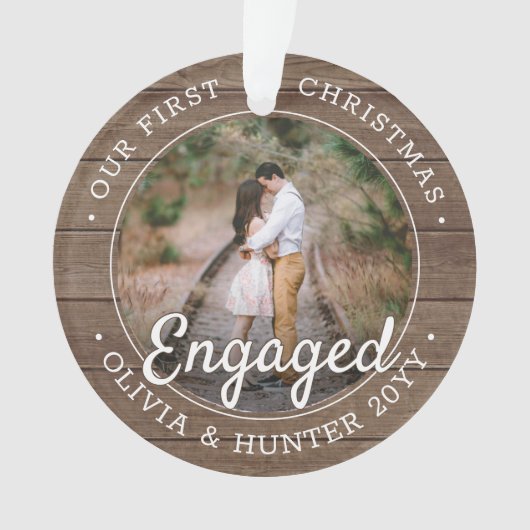 2 Foto met kerstcadeautjes Rustic Faux Wood Ornament (voorkant)