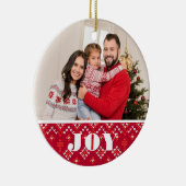 2 Foto met kerstfeest Joy Nordic Sweater Holiday Keramisch Ornament (Rechts)