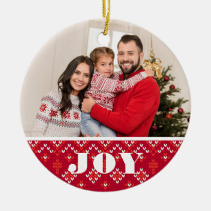 2 Foto met kerstfeest Joy Nordic Sweater Holiday Keramisch Ornament