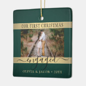 2 Foto met Kerstmis: Green en Faux Gold Keramisch Ornament (Links)