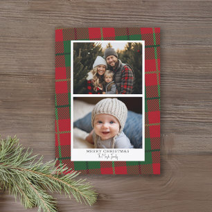 2 Foto met Plaid Border - Instant Download en Feestdagenkaart