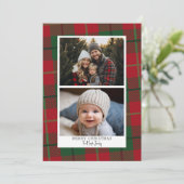 2 Foto met Plaid Border - Instant Download en Feestdagenkaart (Staand voorkant)