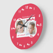 2 foto mijn familie rood grote klok (Hoek)