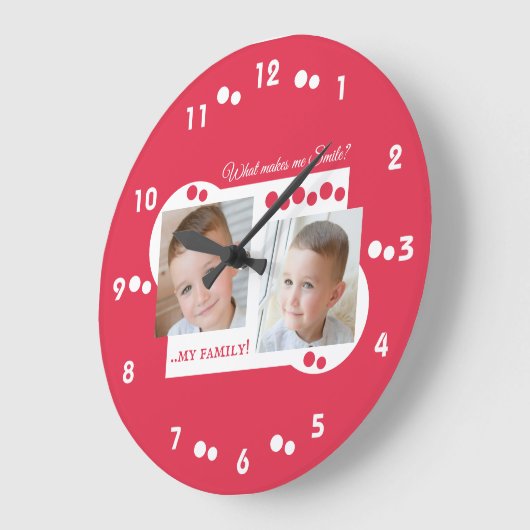 2 foto mijn familie rood grote klok (Hoek)