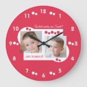 2 foto mijn familie rood grote klok (Voorkant)