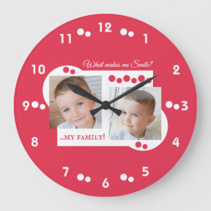2 foto mijn familie rood grote klok
