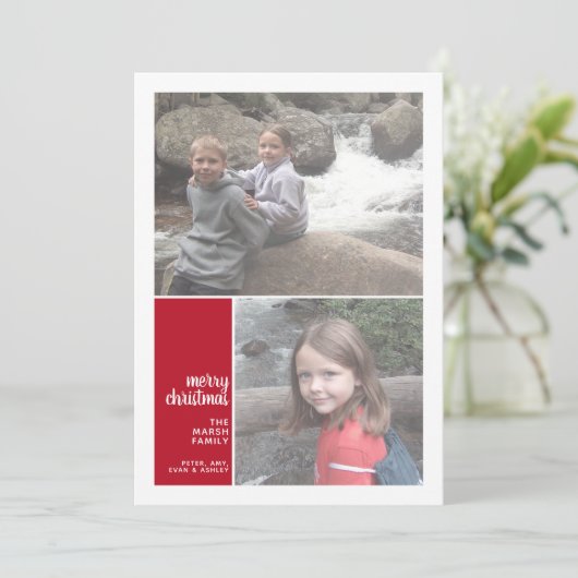 2 Foto: Minimale kerstkerst met kerstmis Feestdagenkaart (Staand voorkant)