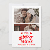 2 Foto minimalist Vrolijk en getrouwd Feestdagenkaart (Voorkant)