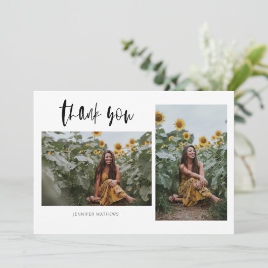 2 Foto minimalistisch Afstuderen Bedankkaart (Staand voorkant)