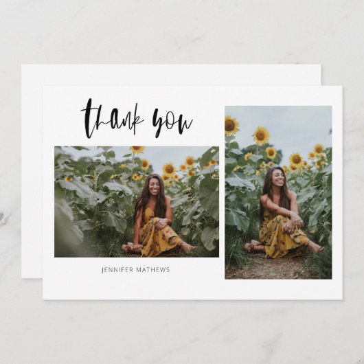 2 Foto minimalistisch Afstuderen Bedankkaart (Voorkant / Achterkant)