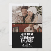2 foto minimalistische eerste kerst verloofd feestdagenkaart (Voorkant)