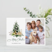 2 FOTO Minimalistische kerstboom groet Feestdagenkaart (Staand voorkant)