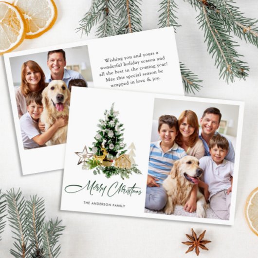 2 FOTO Minimalistische kerstboom groet Feestdagenkaart