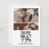 2 Foto Minimalistische Sneeuwvlokken Kerstmis Mr e Feestdagenkaart (Voorkant)