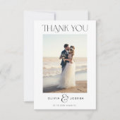 2 foto minimalistische typografie eenvoudige bruil bedankkaart (Voorkant)