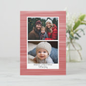 2 Foto modern Abstract met White Border Red Feestdagenkaart (Staand voorkant)