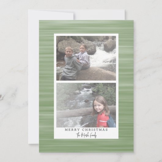 2 Foto Modern Abstract met Witte Rand Groen Feestdagenkaart (Voorkant)