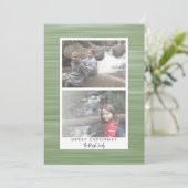 2 Foto Modern Abstract met Witte Rand Groen Feestdagenkaart (Staand voorkant)