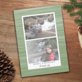 2 Foto Modern Abstract met Witte Rand Groen Feestdagenkaart