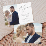 2 Foto Modern Chic Calligraphy Wedding Bedankkaart<br><div class="desc">Eenvoudige en moderne trouwfoto bedankt je kaart met een extra foto op de achterkant. U kunt deze kaart voor een bruiloft, een vrijgezellenfeest, een verloving, een herdenking of een speciale gebeurtenis gebruiken. Voor meer geavanceerde aanpassing van dit ontwerp, te klikken gelieve de BUTTON van het TOOL VAN HET ONTWERP BLAUW....</div>