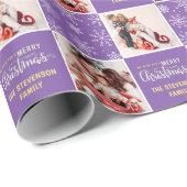 2 Foto Modern Eenvoudig Vrolijk Kerstfeest Paarse Cadeaupapier (Rol Hoek)