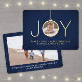 2 Foto Modern Joy Kerstversiering Navy & Gold Folie Feestdagenkaart