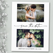 2 Foto Modern Minimalist Ink Script Save the Date Briefkaart