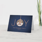 2 Foto Modern minimalist Joy Navy Blue Copper Feestdagen Kaart (Voorkant)
