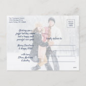 2 Foto Modern minimalist Joy Navy Blue Copper Feestdagenkaart (Achterkant)