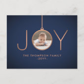 2 Foto Modern minimalist Joy Navy Blue Copper Feestdagenkaart (Voorkant)
