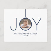 2 Foto Modern Minimalist Navy Blue Joy Feestdagenkaart (Voorkant)