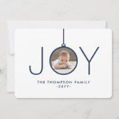 2 Foto Modern Minimalist Navy Blue Joy Feestdagenkaart (Voorkant)