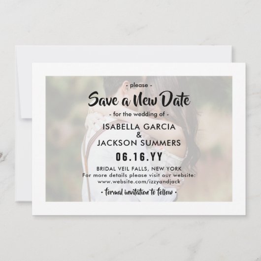 2 Foto Modern minimalist Wedding Postponement Save The Date (Achterkant)