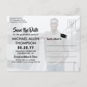 2 Foto Modern Script Afstuderen Save the Date Briefkaart (Achterkant)
