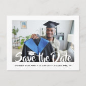2 Foto Modern Script Afstuderen Save the Date Briefkaart (Voorkant)