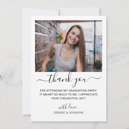 2 Foto Modern Simple Minimalist Afstuderen Bedankkaart (Achterkant)