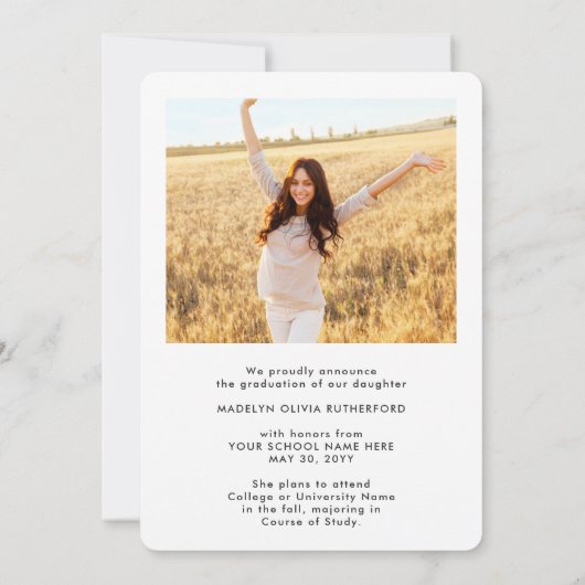 2 Foto Modern Simple Script Elegant Afstuderen Aankondiging (Achterkant)